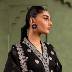 AJ- SQUARE AJRAK WITH JHUMKI handmade earrings