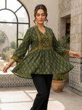 GREEN AJRAK TOP