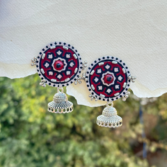 AA-ROUND AJRAK JHUMKA handmade earrings