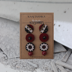 PP-AJRAK ROUND PACK OF 3 handmade studs