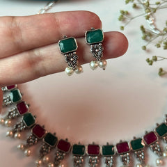 INDIAN BRASS STONE SET