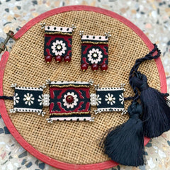 AJ- AJRAK CHOKER SET handmade fabric jewelry