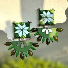 FF-GREEN MIRROR handmade earrings
