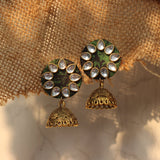 FF-ROUND KUNDAN JHUMKA handmade earrings