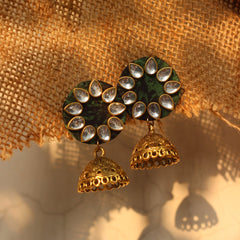 FF-ROUND KUNDAN JHUMKA handmade earrings