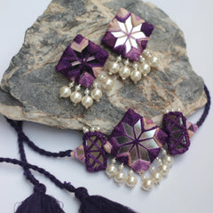 SS-PURPLE SHADED MIRROR handmade jewelry set
