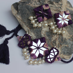 SS-PURPLE SHADED MIRROR handmade jewelry set
