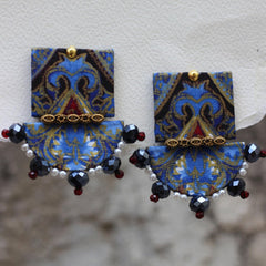 CC-PRINTED BLUES handmade earrings