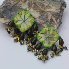 CC-GRADIENT GREEN MIRROR handmade earrings