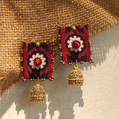 AJ- AJRAK JHUMKA handmade fabric earrings