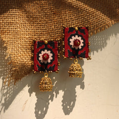AJ- AJRAK JHUMKA handmade fabric earrings