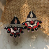 AJ-AJRAK BLACK STONE handmade fabric earrings