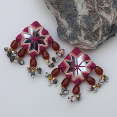 CC-GRADIENT PINK MIRROR handmade earrings