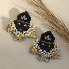 FF-BLACK VELVET handmade fabric earrings