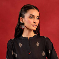 AJ-AJRAK WITH RED STONES handmade fabric earrings