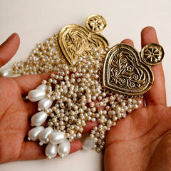 AG-AFGHAN PEARLS WATERFALL EARRINGS