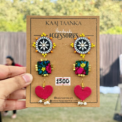 PACK OF 3 STUDS handmade earrings