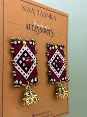 AJ- AJRAK JHUMKA handmade fabric earrings