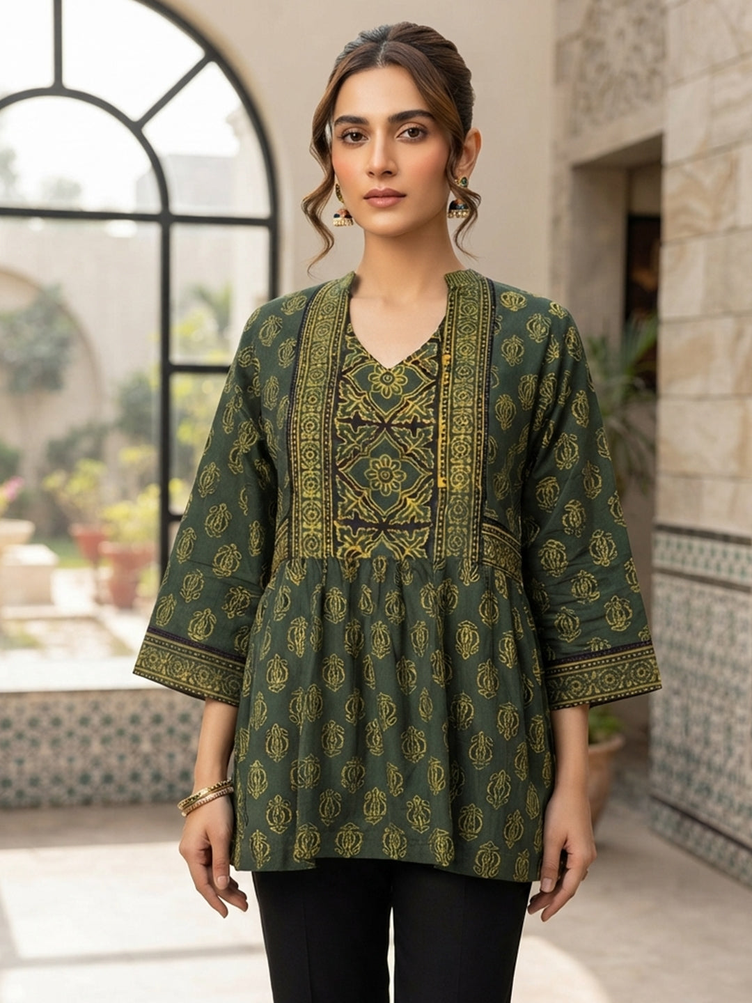 GREEN AJRAK TOP