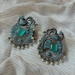 ROUND BRASS PEACOCK EARRINGS