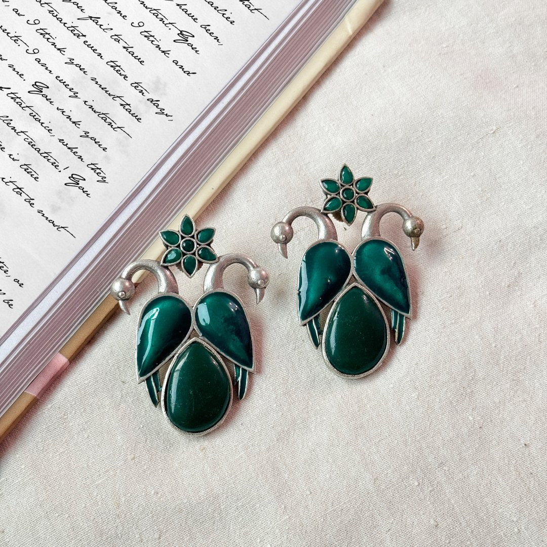 TWIN PEACOCK EARRINGS