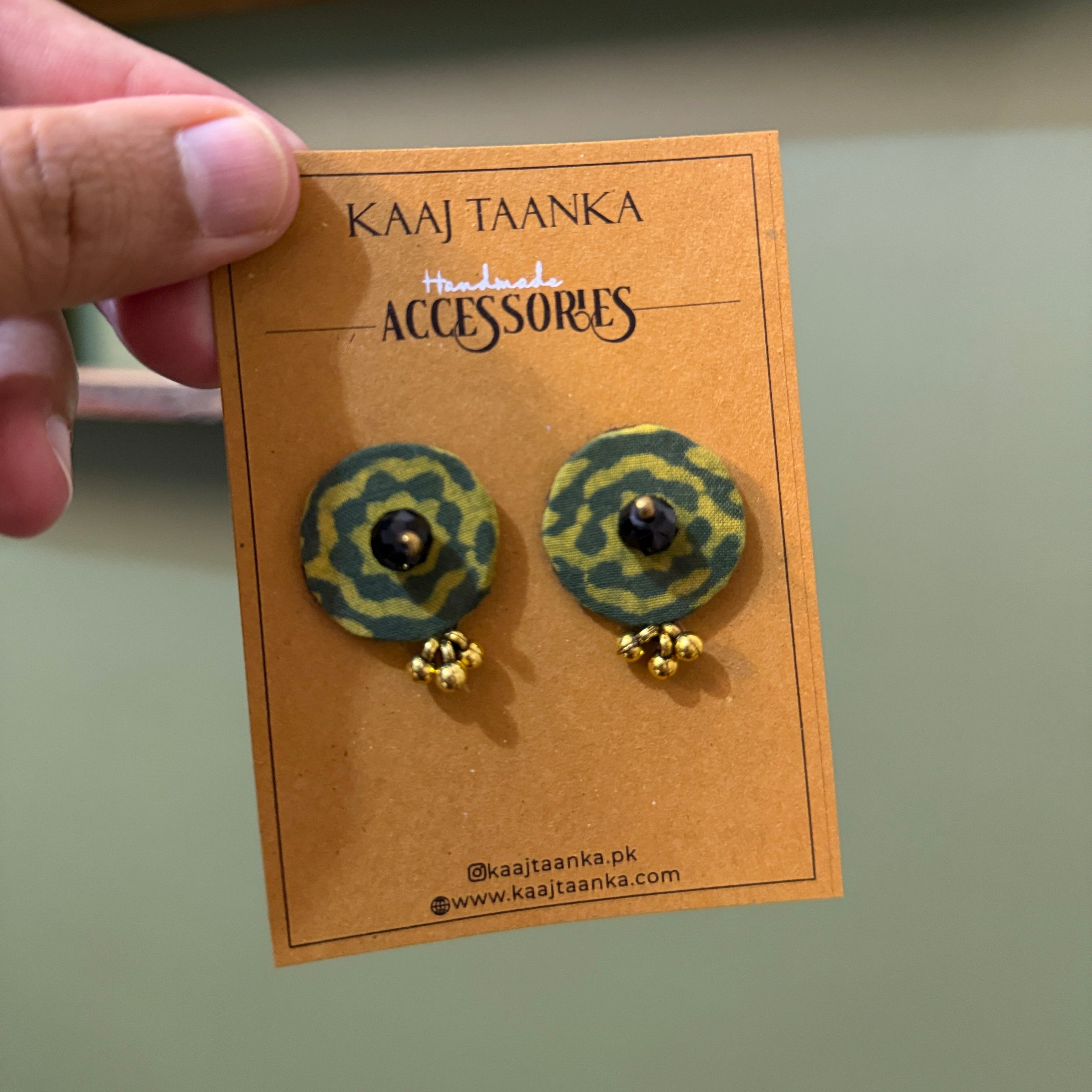 AJ-AJRAK MINI Green handmade earrings