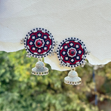 AA-ROUND AJRAK JHUMKA handmade earrings