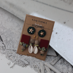 PP-RAW STONE handmade pack of 3 studs