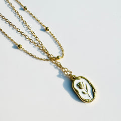 DOUBLE CHAIN ROSE PENDANT