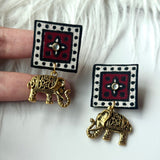 AJRAK ELEPHANT EARRINGS