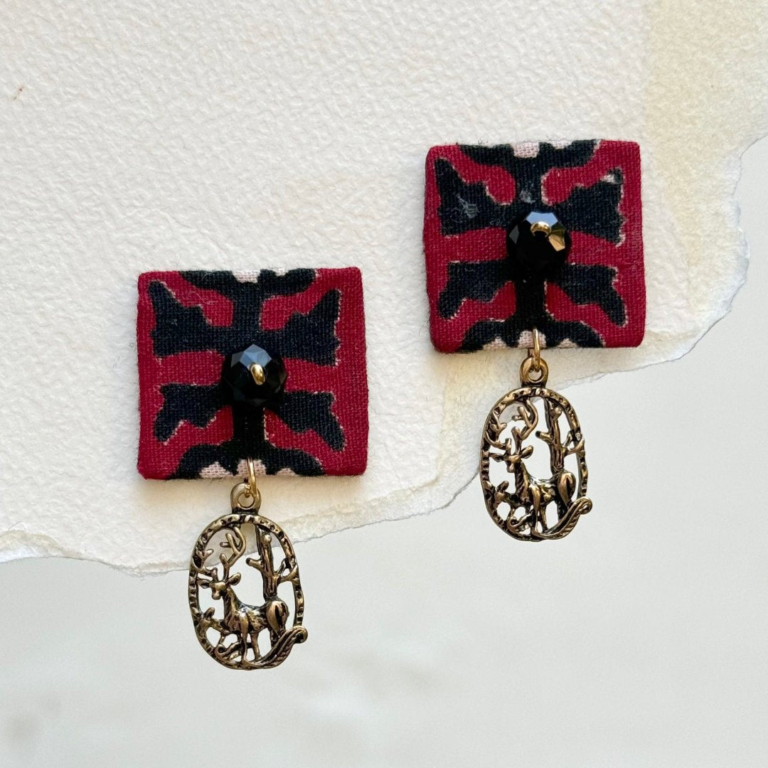 AA-AJRAK DEER handmade earrings.