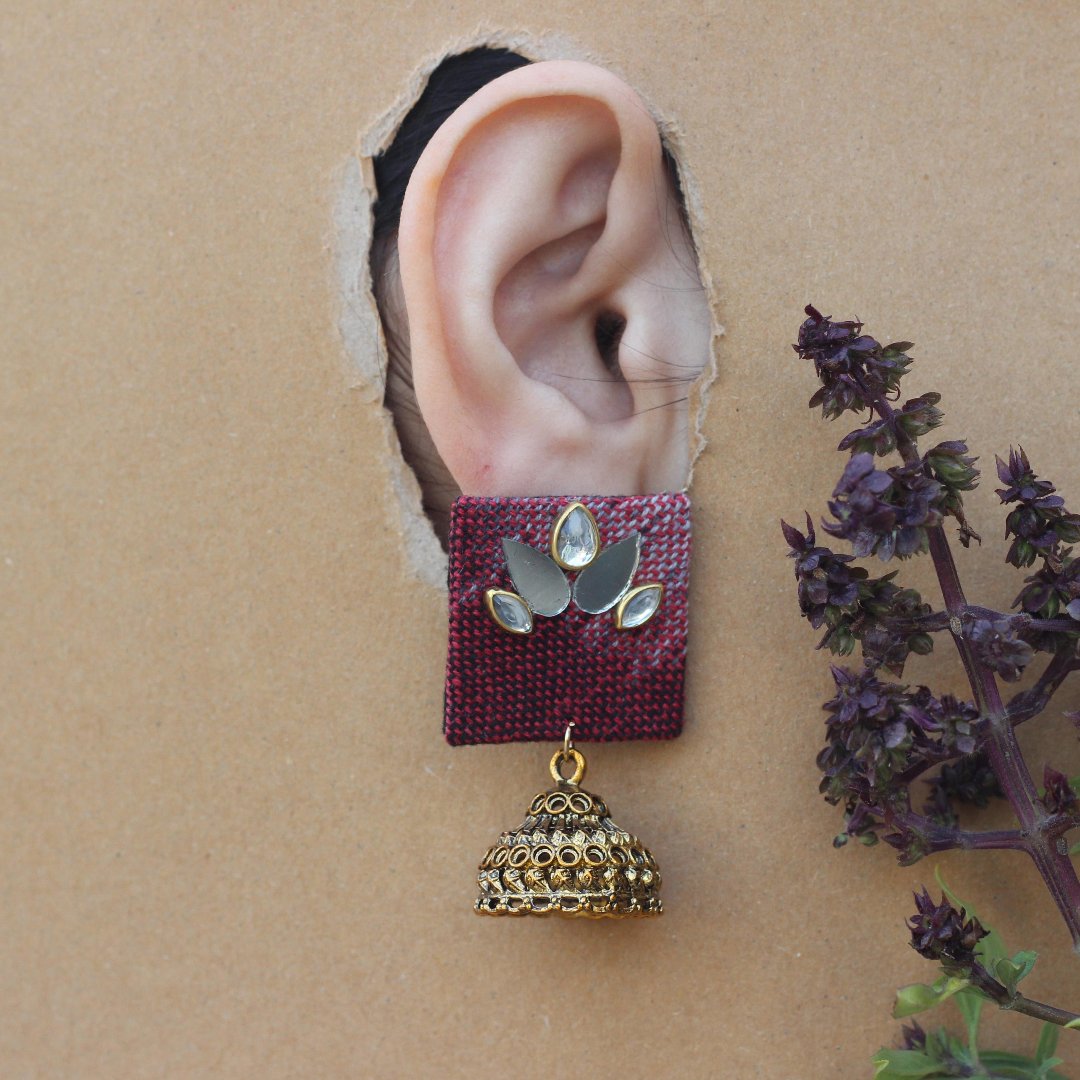 CC-SQUARE IKAT JHUMKA handmade earrings