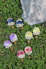CC-ROUND TIE & DYE (PURPLE) KUNDAN JUMKA handmade earrings