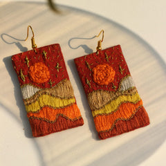 FF-LANDSCAPE THREAD EMBROIDRED handmade earring