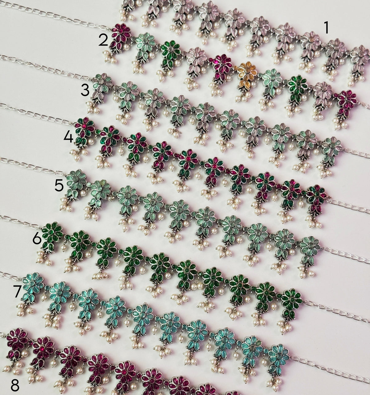 BRASS STONE FLORAL SET