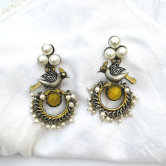 INDIAN BRASS BIRD NEST EARRINGS