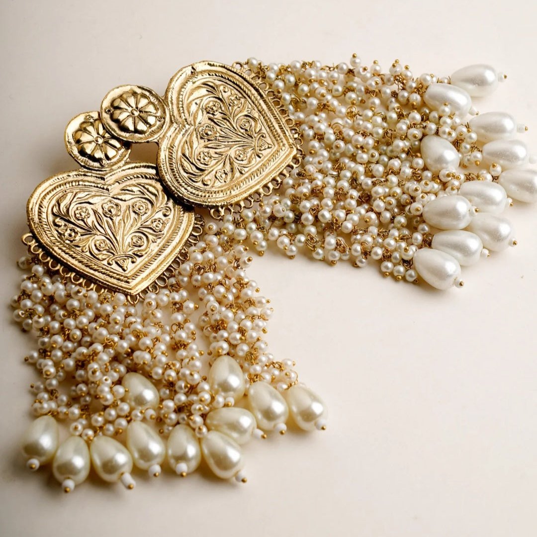 AG-AFGHAN PEARLS WATERFALL EARRINGS