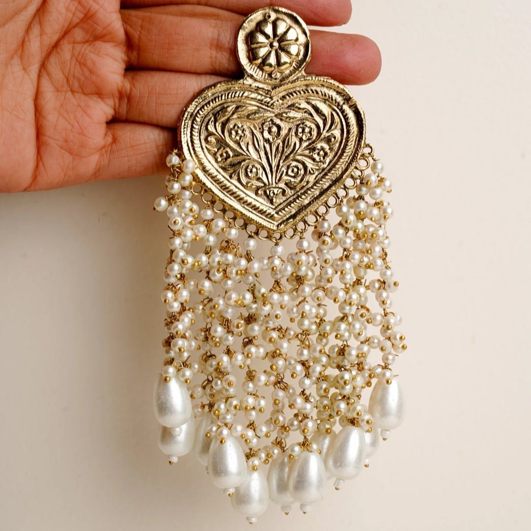AG-AFGHAN PEARLS WATERFALL EARRINGS