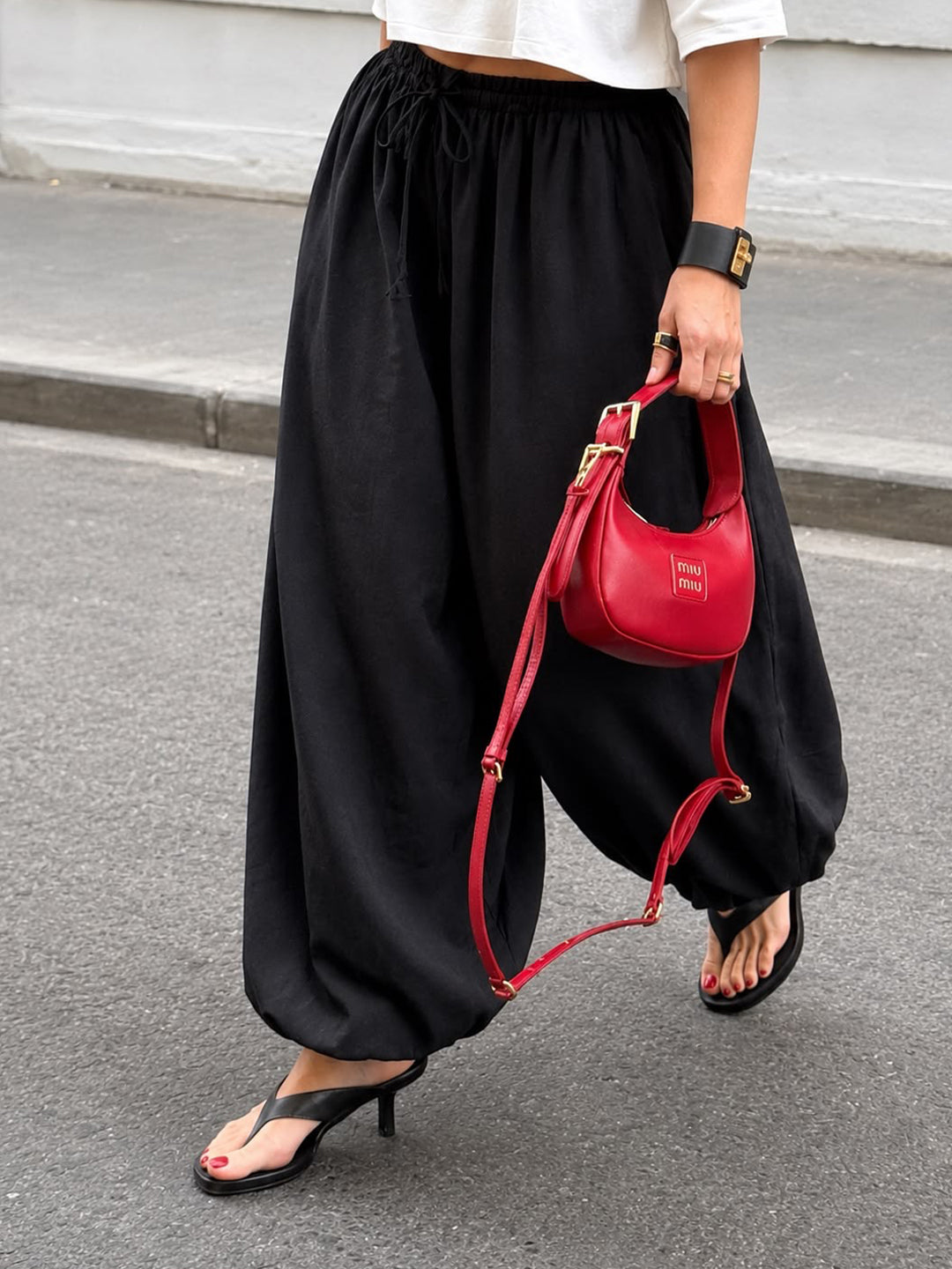 BLACK BOLLONS TROUSERS