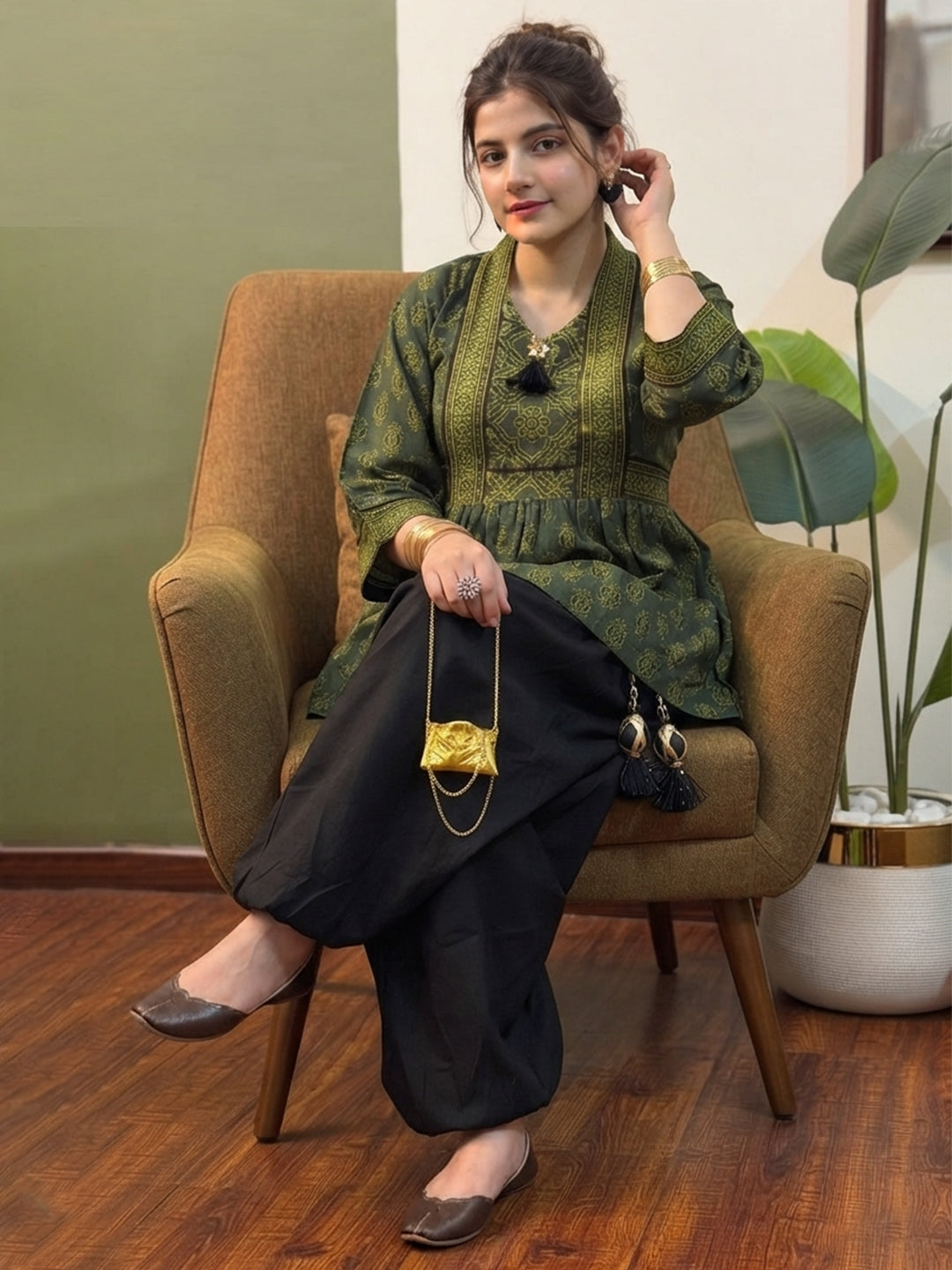 GREEN AJRAK TOP