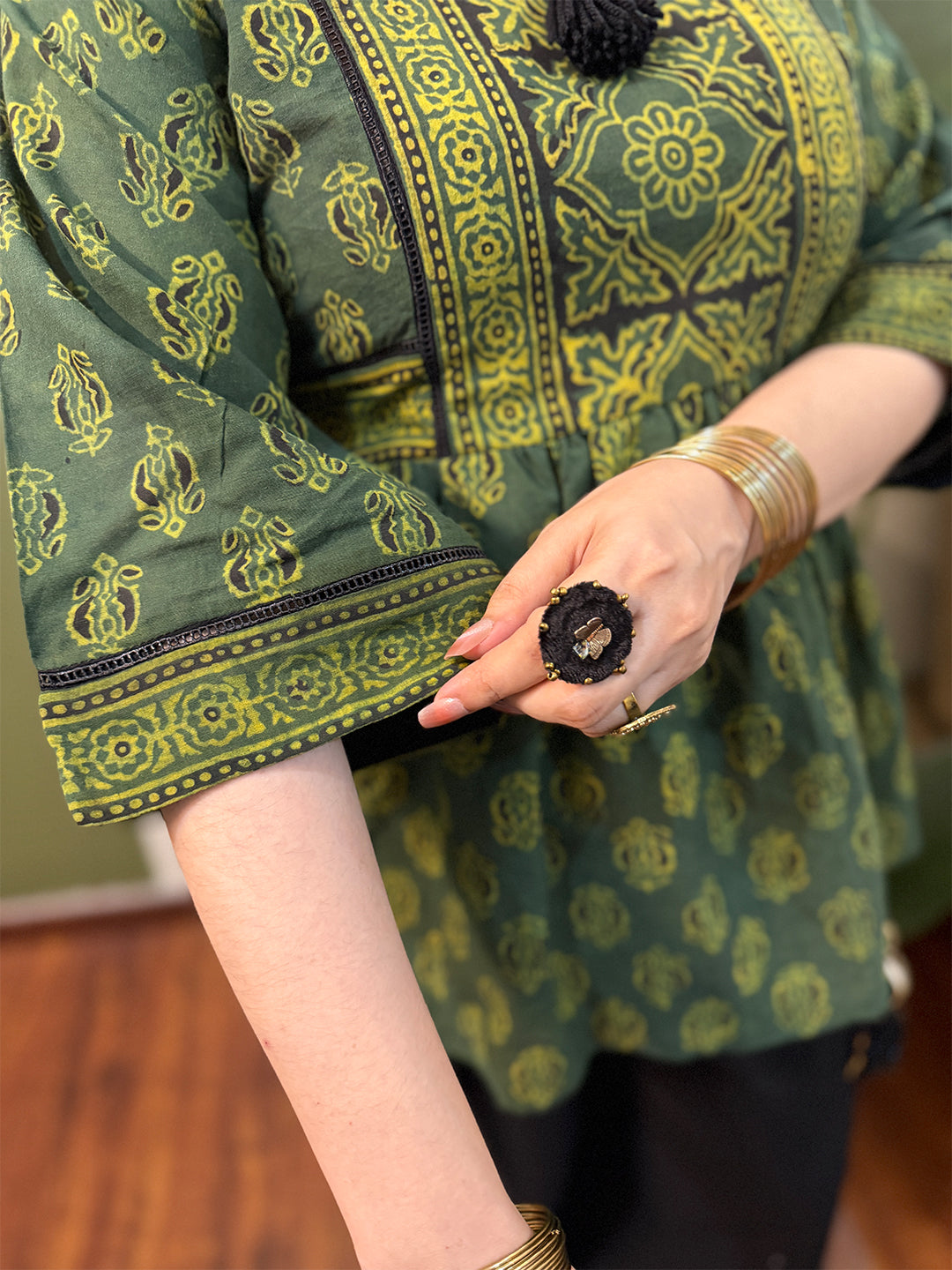 GREEN AJRAK TOP